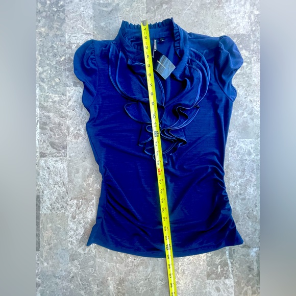 HeartSoul Navy Ruffled Women's Blouse New with tags size M - Picture 9 of 9